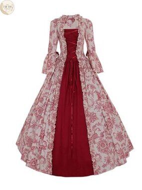 Victorian Rococo Palace Evening Dress Maiden Horn Sleeve Costume